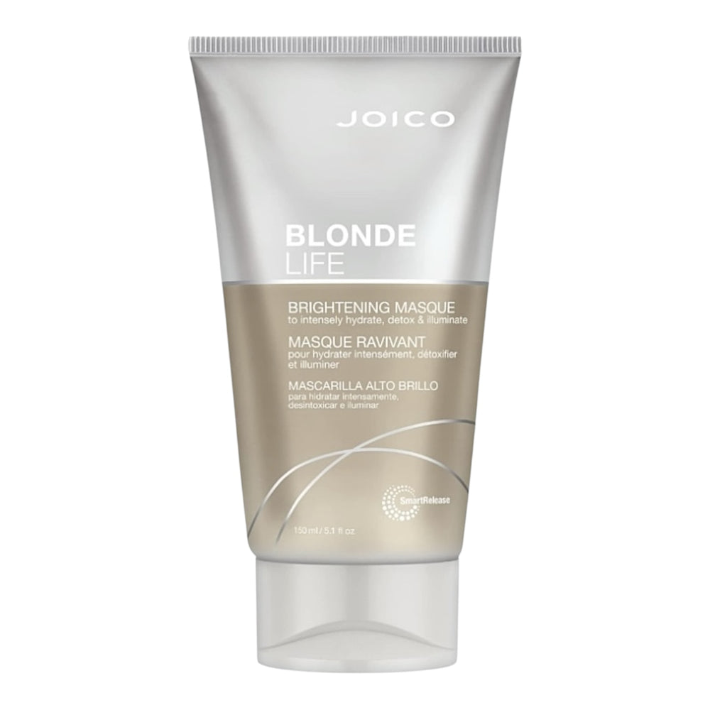 Joico Blonde Life Brightening Masque in 5.1 oz jar, nourishing hair treatment for blonde and highlighted hair.