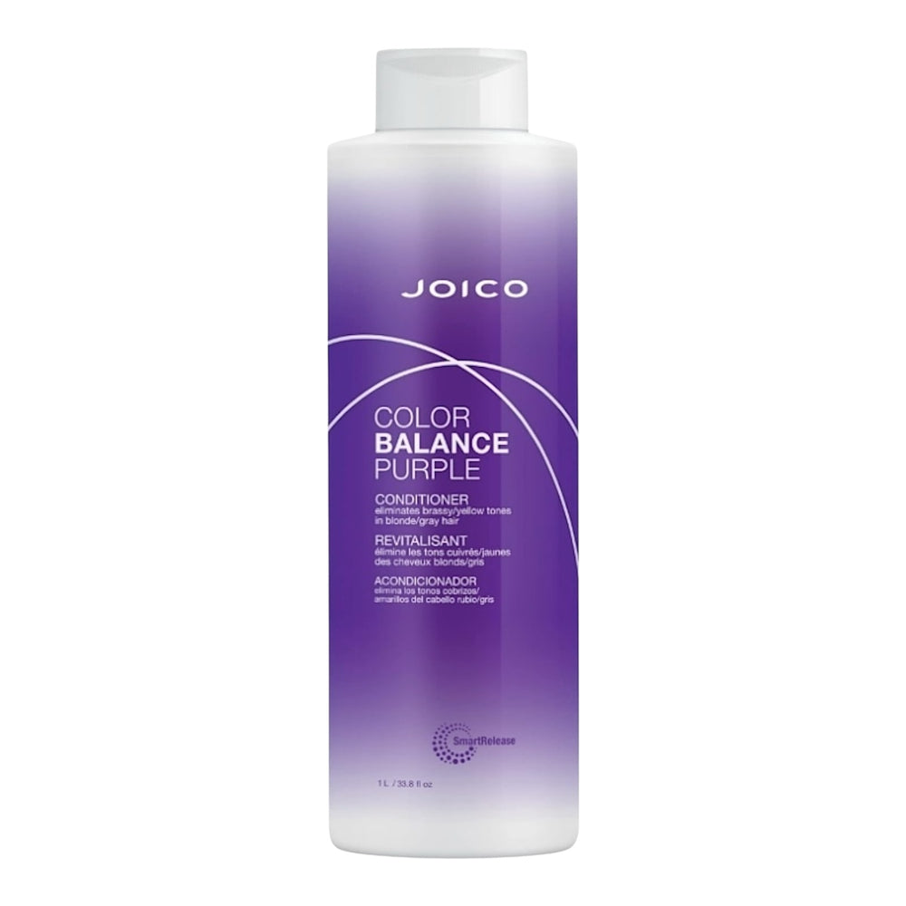 Joico Color Balance Purple Conditioner 33.8 oz bottle showing the purple conditioner in a sleek container