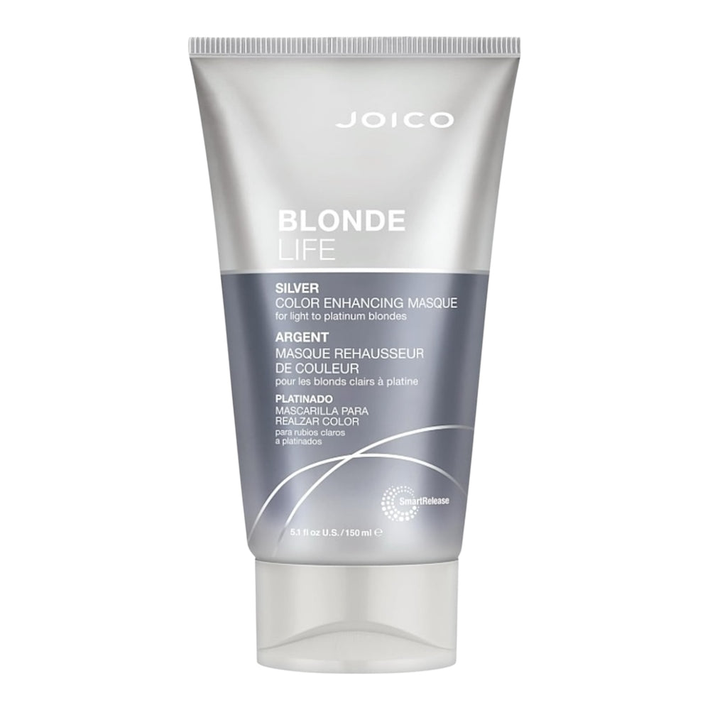 Joico Blonde Life Enhancing Masque Silver 5.1 oz jar with silver lid and product label, designed for blonde hair care.