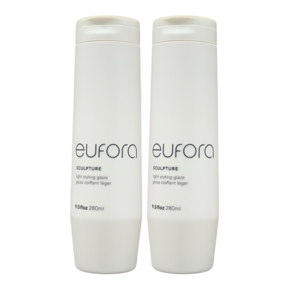 Eufora Style Sculpture Light Styling Glaze 9.5 oz in a clear bottle, showing the glossy, lightweight hair styling product.