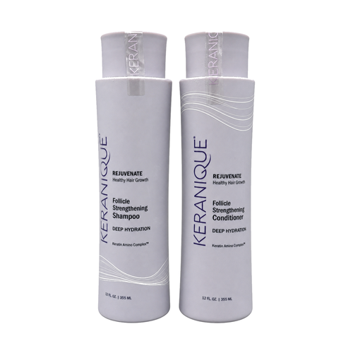 Keranique Deep Hydration Follicle Strengthening Shampoo and Conditioner 12 oz set bottles