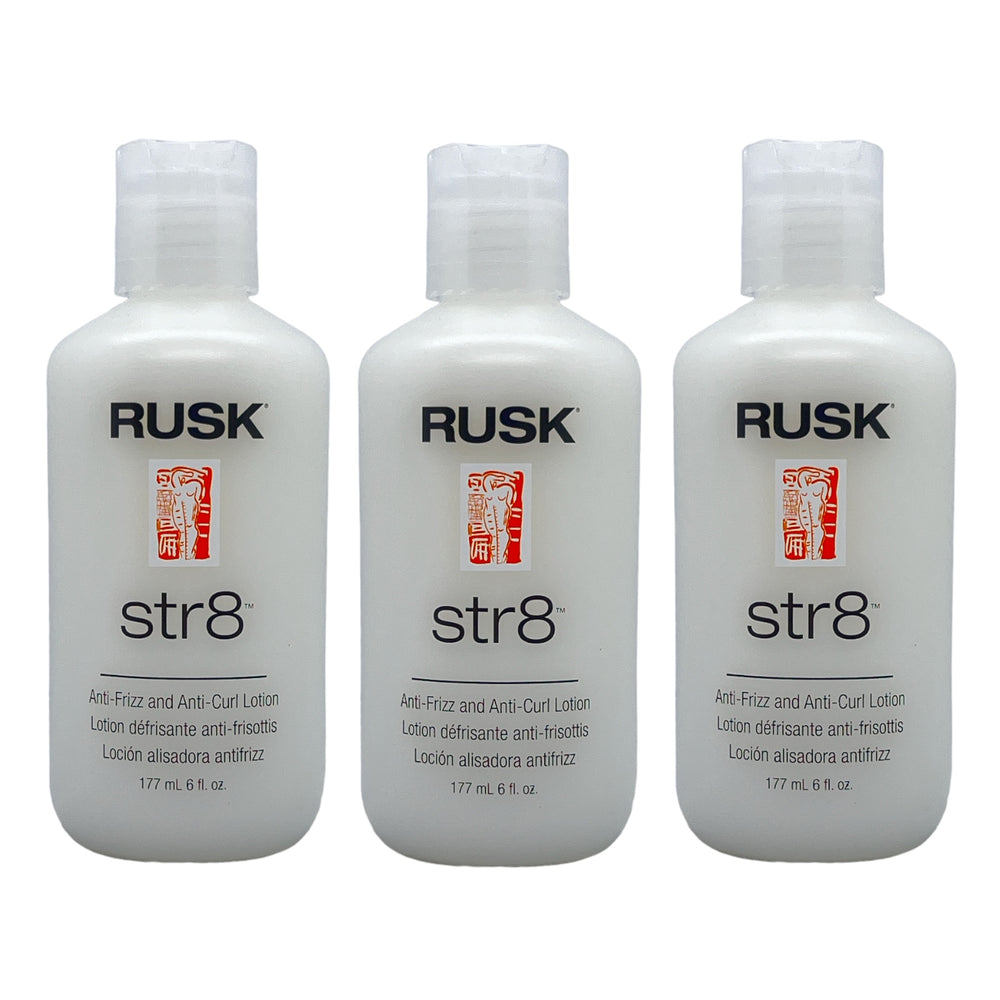 Rusk Str8 Anti Frizz and Anti Curl Lotion 6 Oz (Pack of 3)