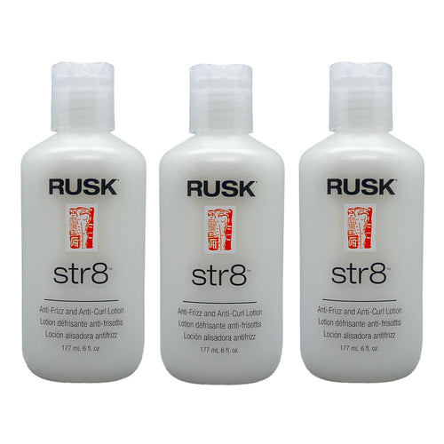 Rusk Str8 Anti Frizz and Anti Curl Lotion 6 Oz (Pack of 3)