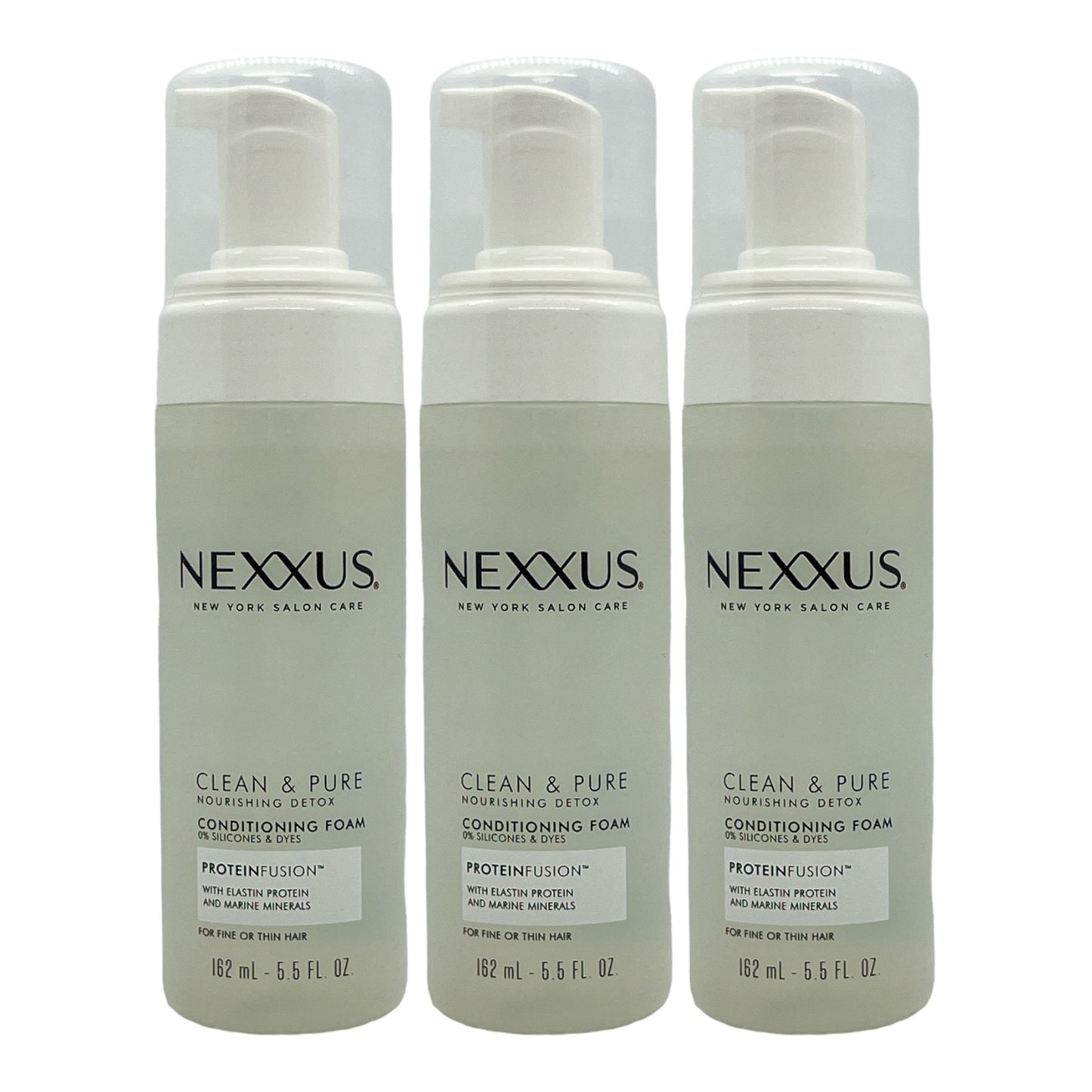 Nexxus Clean & Pure with ProteinFusion Conditioning Hair Foam 5.5 Oz (Pack of 3) - Beauty Gables
