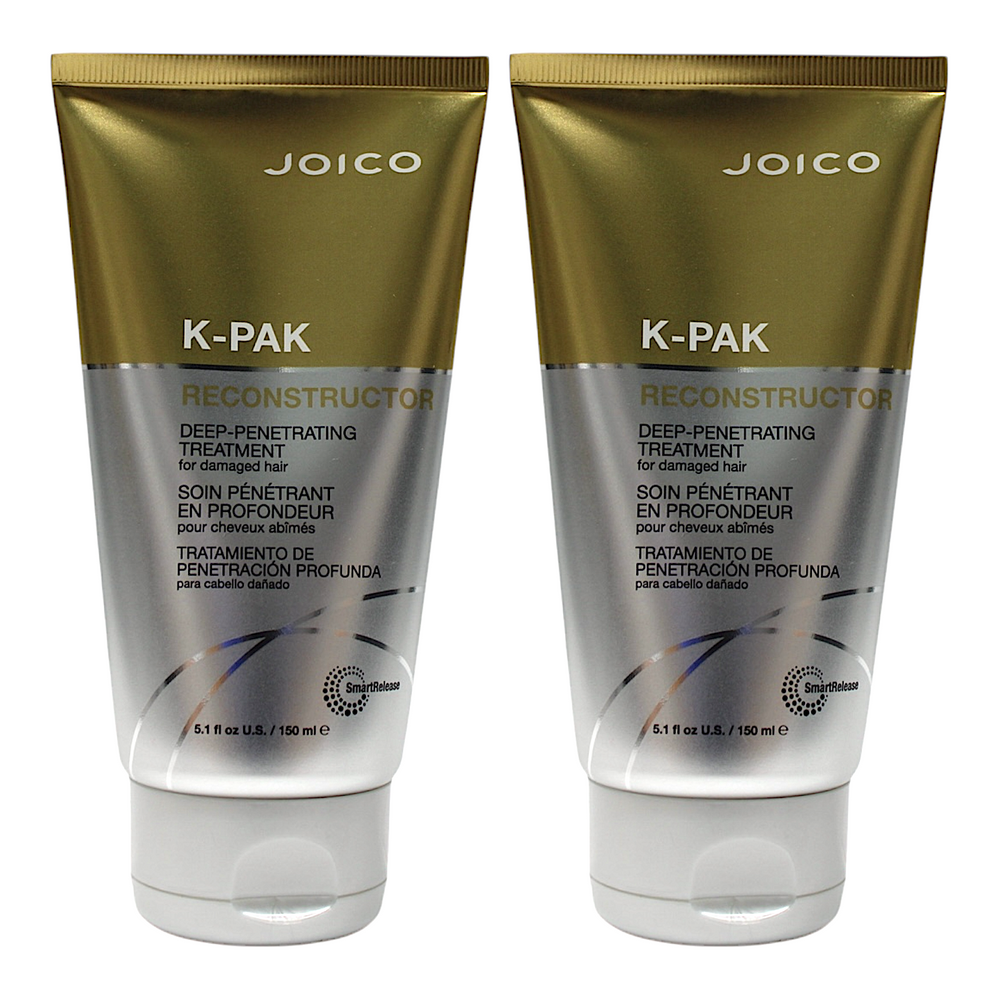 Two bottles of Joico K Pak Deep Penetrating Reconstructor, 5.1 oz each, for damaged hair repair and deep conditioning.