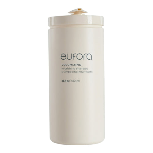 Eufora Volumizing Nourishing Shampoo 36 oz bottle with clear label and pump dispenser, designed to add volume and nourish hair.