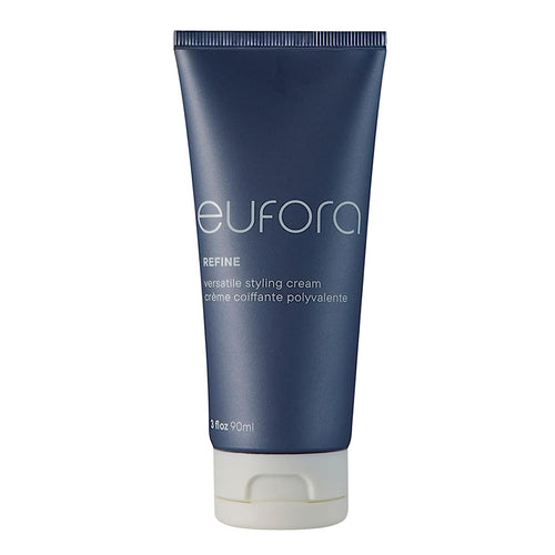 Eufora Refine Versatile Styling Cream 3 oz tube, smooth and style hair with this styling cream, visible product packaging.