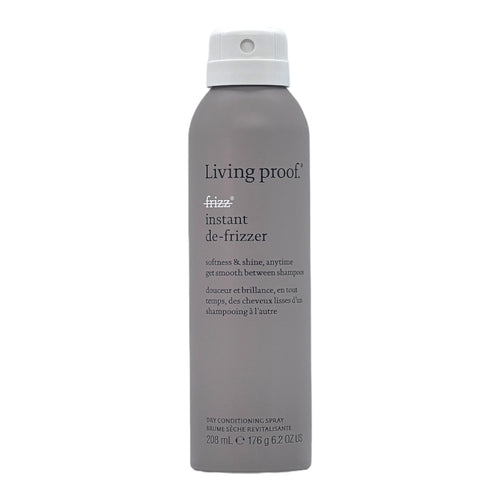 Living Proof No Frizz Instant De-Frizzer hair spray bottle, 6.2 oz, with smooth, frizz-control formula for sleek hair.