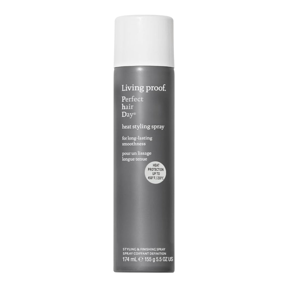 Living Proof Perfect Hair Day Heat Styling Spray in 5.5 oz, lightweight spray for heat protection and styling on hair.