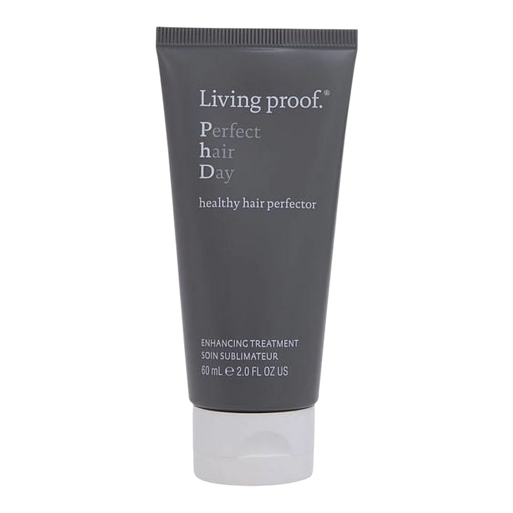 Living Proof Perfect Hair Day Healthy Hair Perfector 2 oz bottle, smooth and shiny hair treatment product.