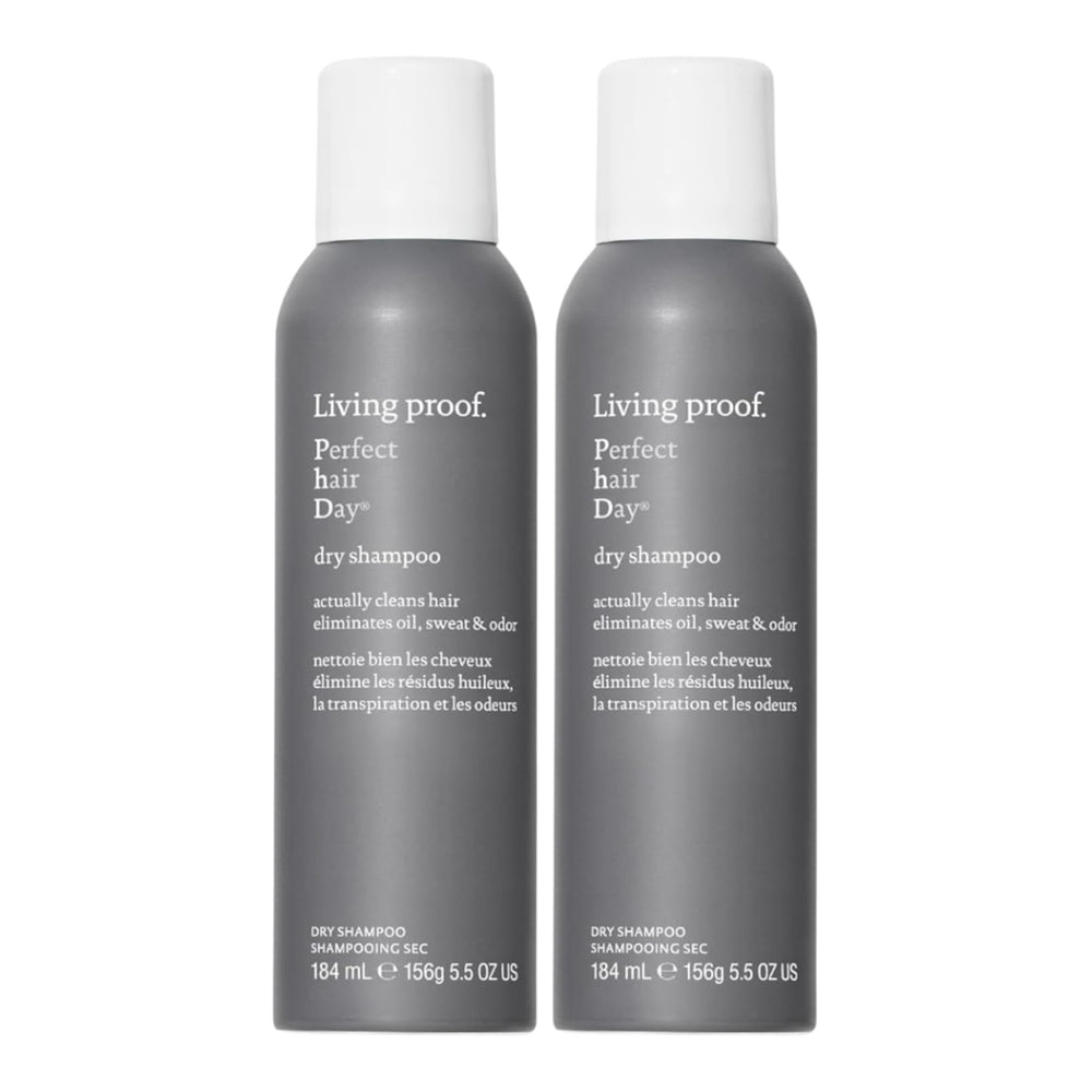 Living Proof Perfect Hair Day Dry Shampoo 5.5 oz pack of 2, spray bottle for refreshed, oil-free hair and added volume.