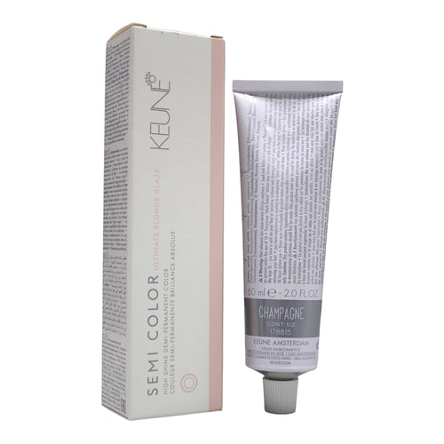 Keune Semi Color Champagne hair color in 2 oz bottle, showcasing the vibrant, semi-permanent hair dye with a champagne shade.