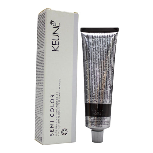 Keune Semi Color Demi-Permanent Hair Color in Black, 2 oz bottle, showcasing the hair dye product for vibrant black hair.