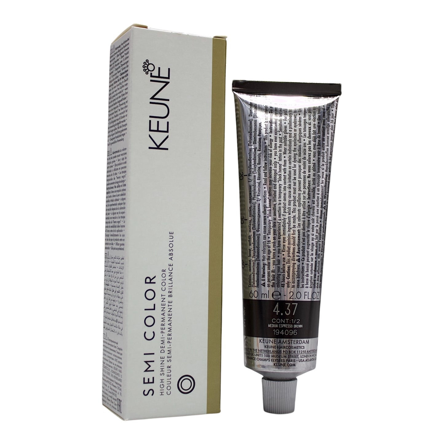 Keune Semi Color 4.37 Demi-Permanent Color Medium Espresso Brown 2 Oz Beauty Gables