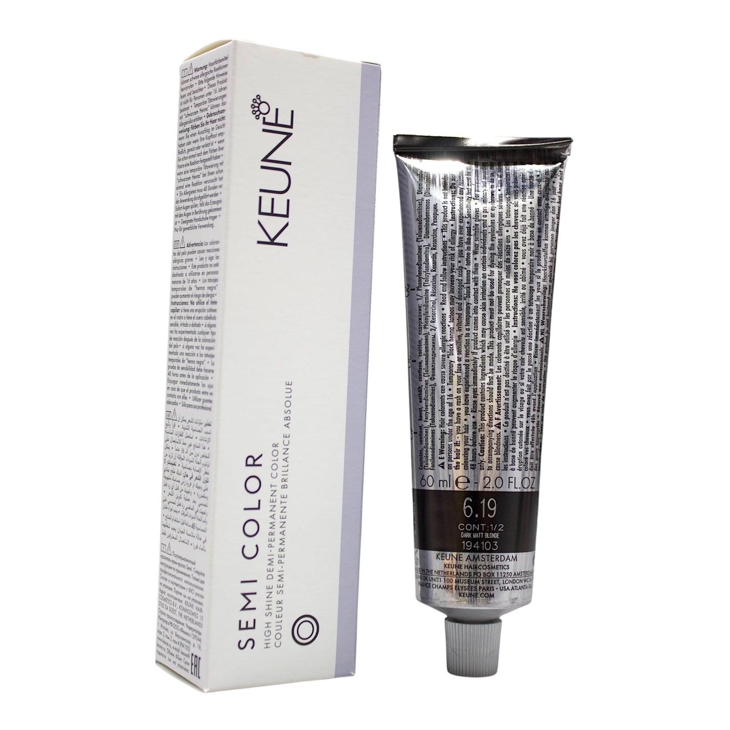 Keune Semi Color 6.19 Demi-Permanent Color Dark Matt Blonde 2 Oz Beauty Gables