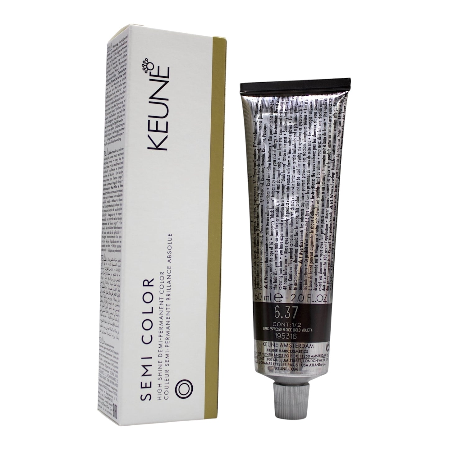 Keune Semi Color 6.37 Demi-Permanent Color Dark Espresso Blonde (Gold Violet) 2 Oz Beauty Gables