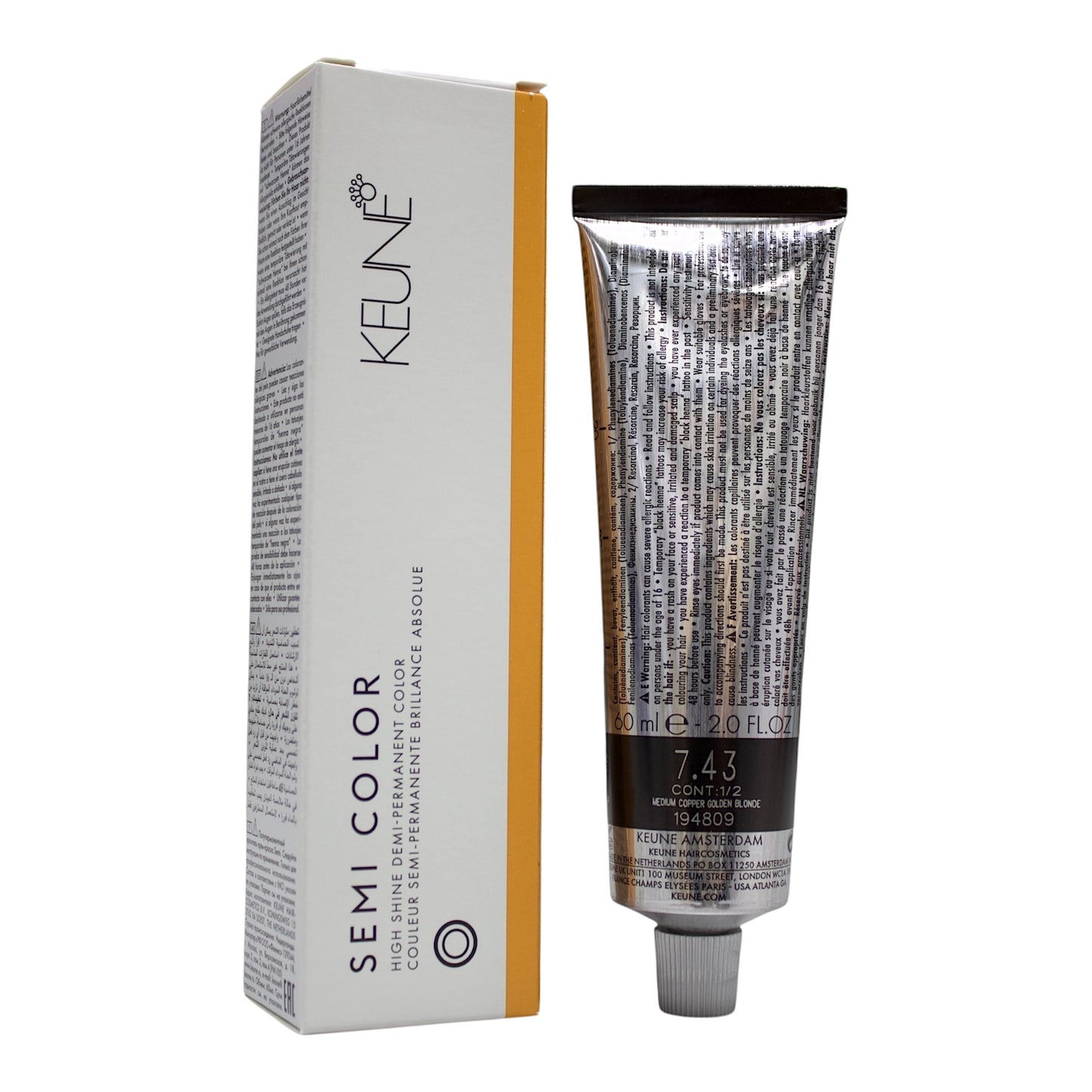 Keune Semi Color 7.43 Demi-Permanent Color Medium Copper Golden Blonde 2 Oz Beauty Gables