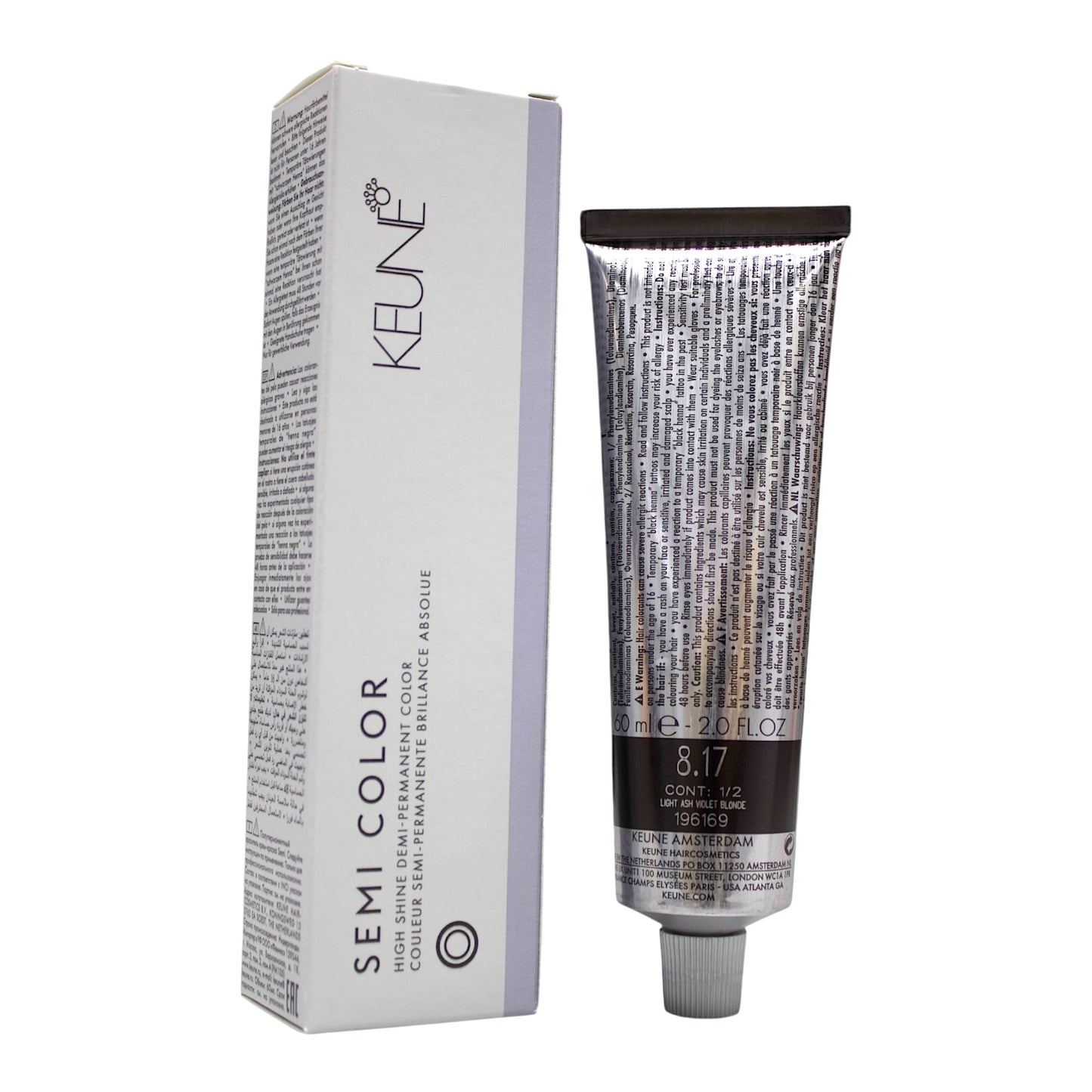 Keune Semi Color 8.17 Demi-Permanent Color Light ASH Violet Blonde 2 Oz Beauty Gables