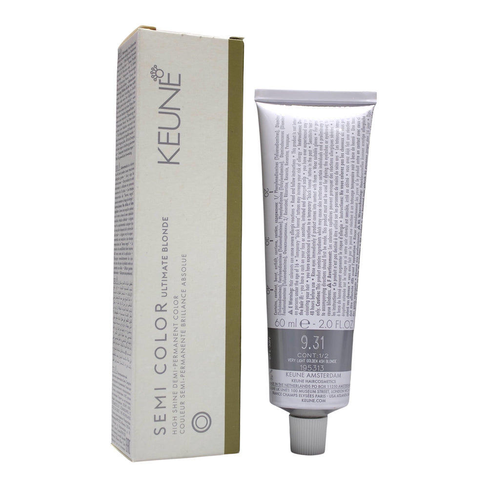 Keune Semi Color 9.31 Demi-Permanent Color Very Light Golden ASH Blonde 2 Oz Beauty Gables
