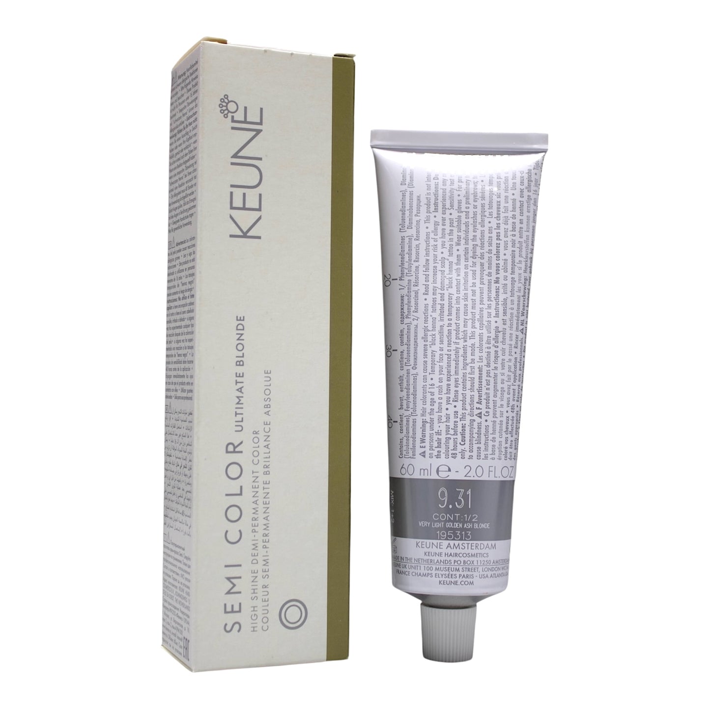 Keune Semi Color 9.31 Demi-Permanent Color Very Light Golden ASH Blonde 2 Oz Beauty Gables