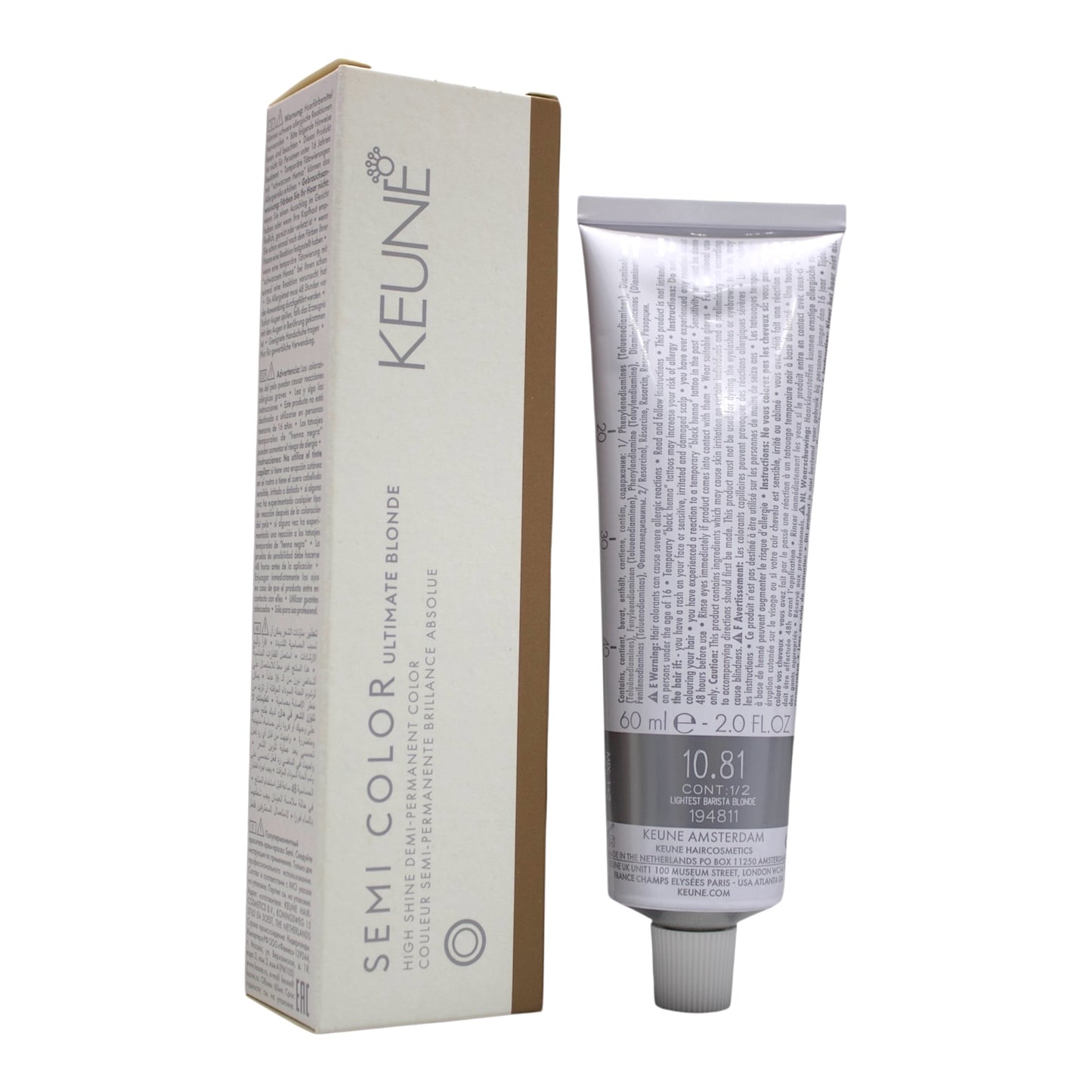 Keune Semi Color 10.81 Demi- Permanent Color Ultimate Blonde Lightest Barista Blonde 2 Oz Beauty Gables