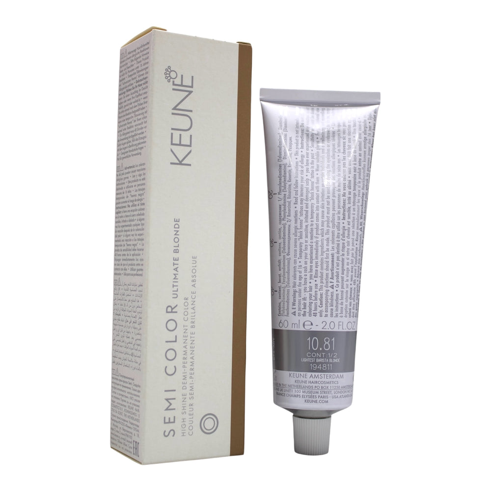 Keune Semi Color 10.81 Demi- Permanent Color Ultimate Blonde Lightest Barista Blonde 2 Oz