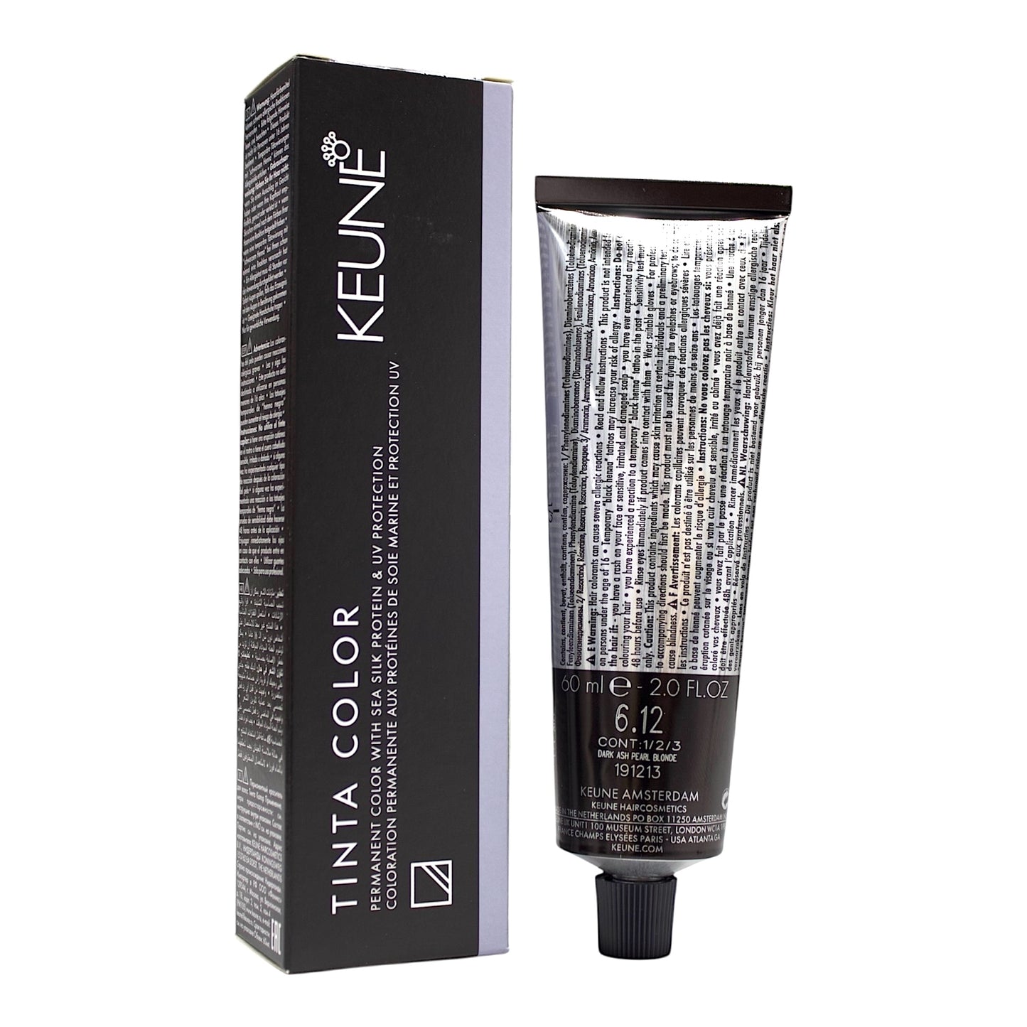 Keune Tinta Color 6.12 Permanent Color Dark ASH Pearl Blonde 2 Oz Beauty Gables