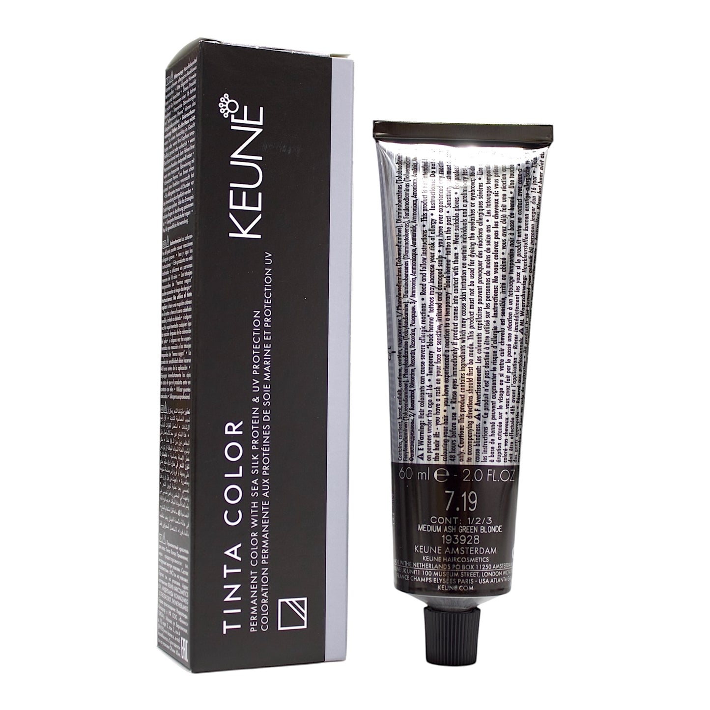 Keune Tinta Color 7.19 Permanent Color Medium ASH Green Blonde 2 Oz Beauty Gables