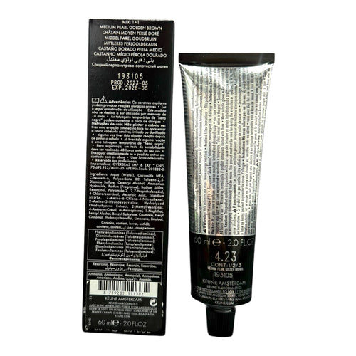 Keune Tinta Color 4.23 Permanent Color Medium Pearl Golden Brown 2 Oz