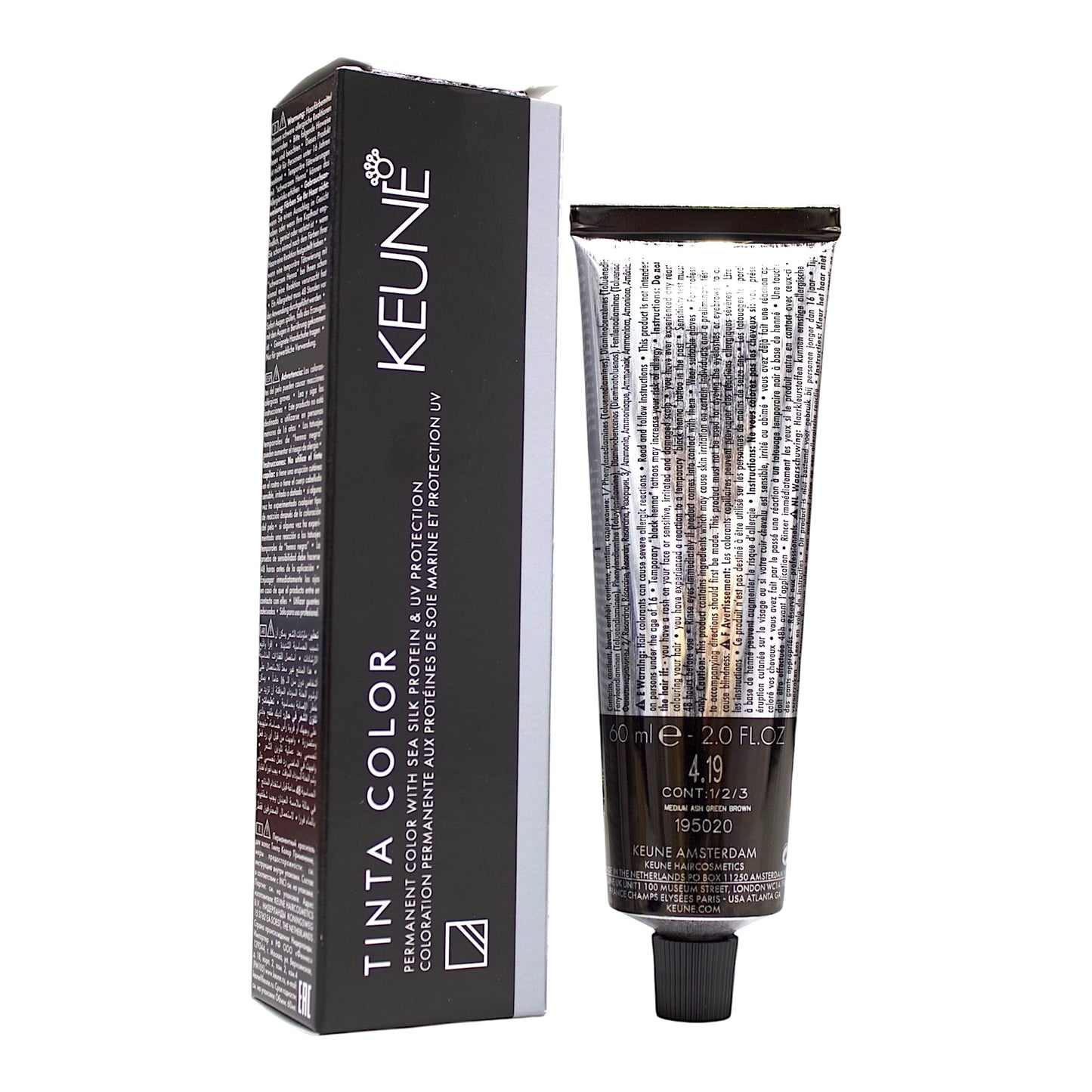 Keune Tinta Color 4.19 Permanent Color Medium ASH Green Brown 2 Oz Beauty Gables