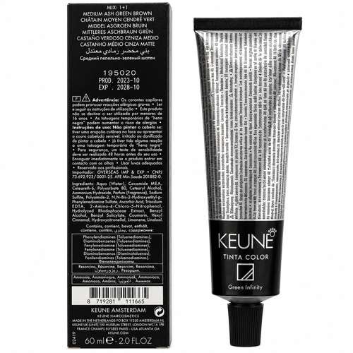 Keune Tinta Color 4.19 Permanent Color Medium ASH Green Brown 2 Oz
