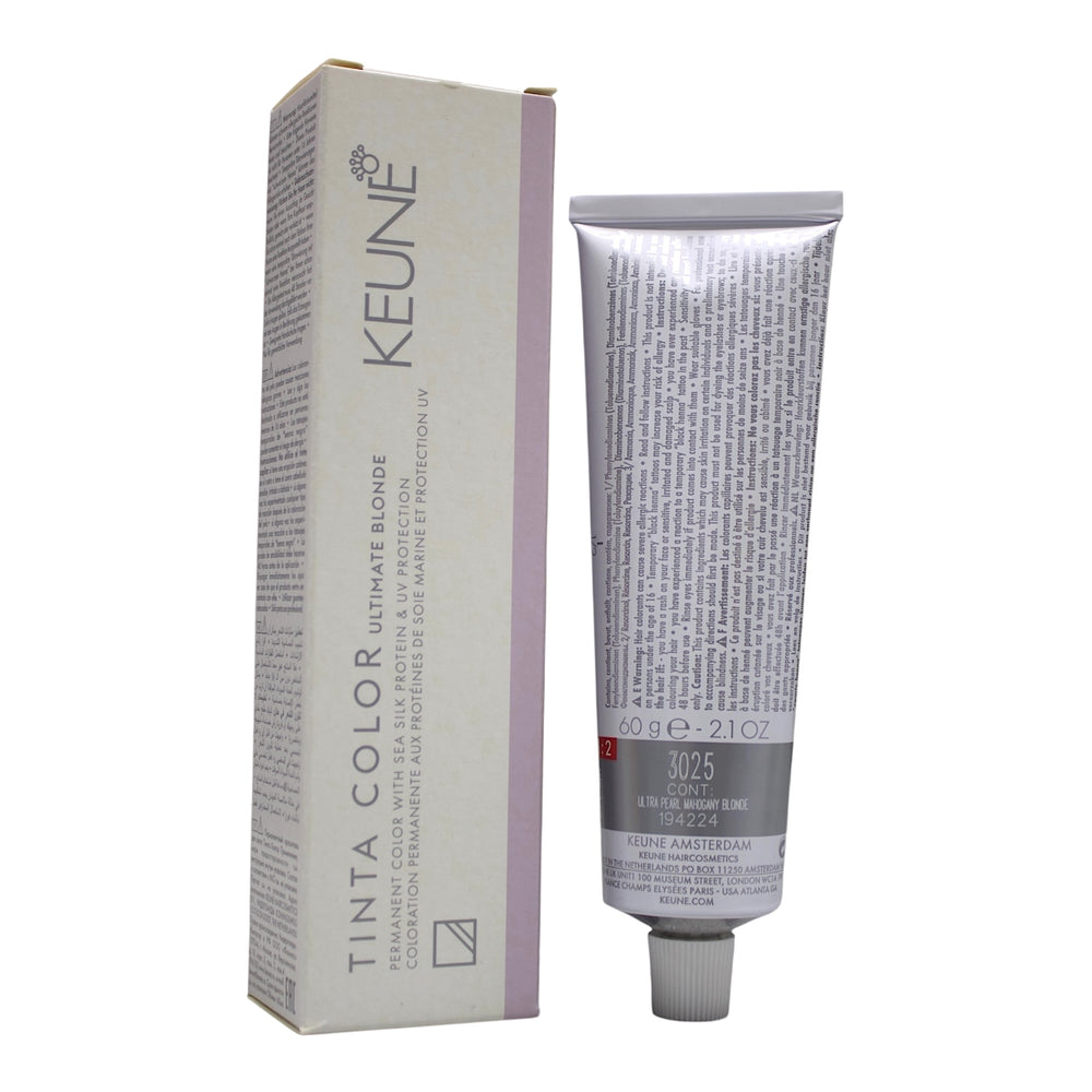Keune Tinta Color 3025 Permanent Color Ultimate Blonde Ultra Pearl Mahogany Blonde 2.1 Oz