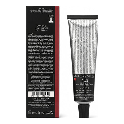 Keune Tinta Color No. 4.53 Medium Mahogany Golden Brown 2 Oz