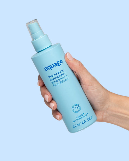 Aquage Beyond Body Sealing Spray 32 oz bottle for hair, featuring a spray nozzle and sleek packaging.