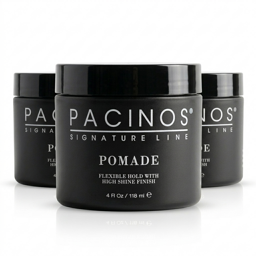 Pacinos Pomade Flexible Hold with High Shine Finish 4 Oz (Pack of 3)