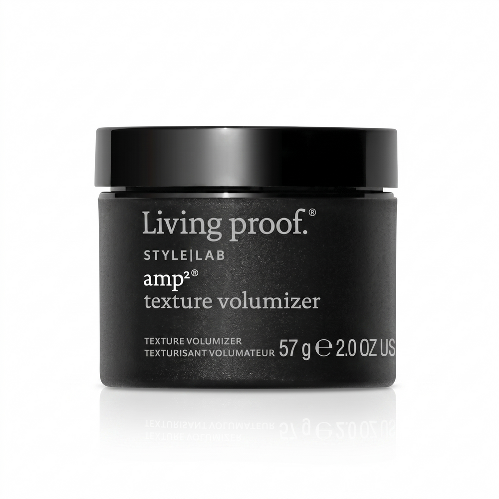 Living Proof Style Lab Amp2 hair spray bottle showing instant texture and volume for styled hair.