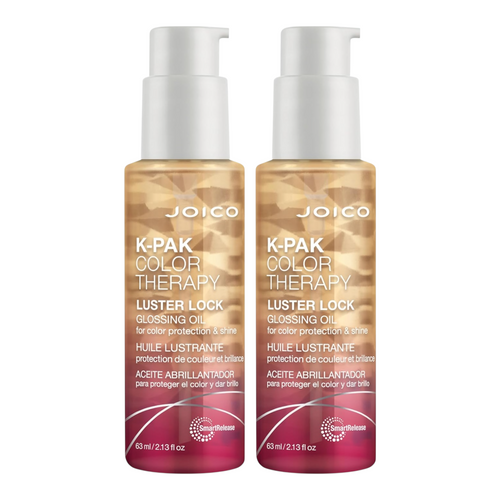 Joico K-Pak Color Therapy Lock Glossing Oil 2.13 oz bottles, shiny hair treatment for color protection and gloss.