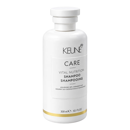 Keune Care Vital Nutrition Shampoo bottle showing 10.1 oz size with sleek packaging and brand logo.