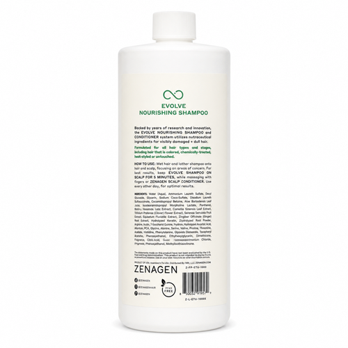 Zenagen Evolve Nourishing Shampoo Repair + Protect For Visible Damaged 32 Oz