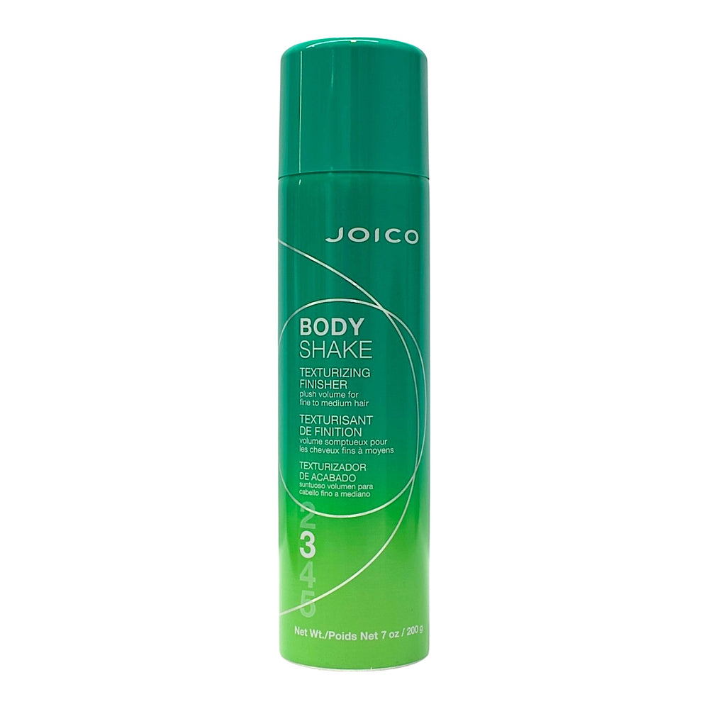 Joico Body Shake texturizing finishing spray in 7 oz bottle, designed to add volume and texture to hair.