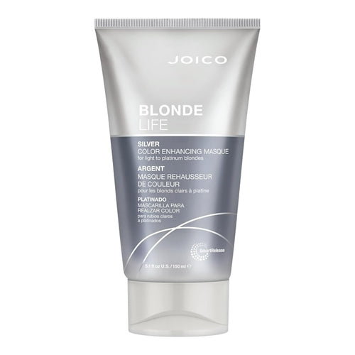 Joico Blonde Life Enhancing Masque Silver 5.1 oz jar with silver lid and product label, designed for blonde hair care.