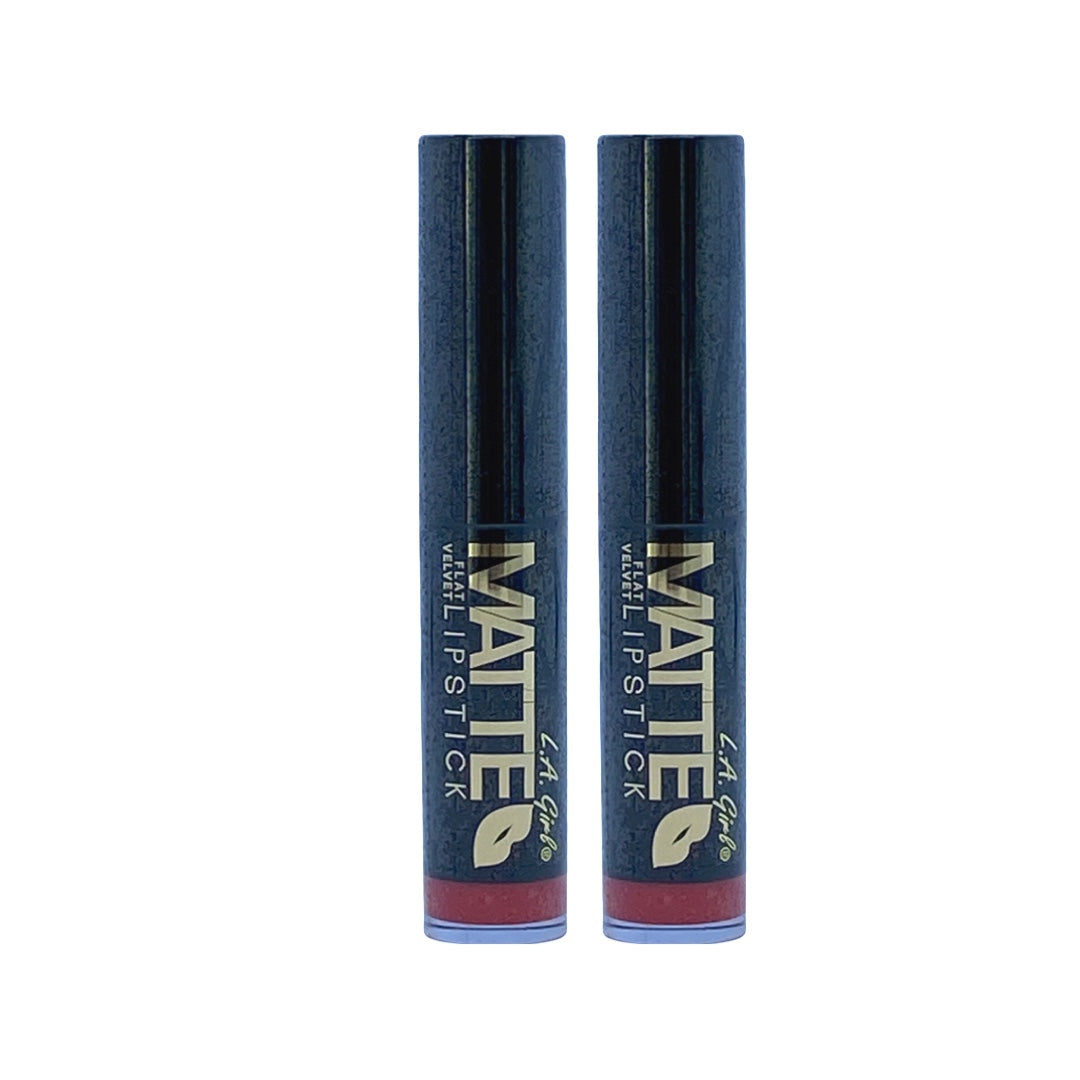 L.A Girl Matte Flat Velvet Lipstick Hot Stuff 0.10 Oz (2 Pack) - Beauty Gables 