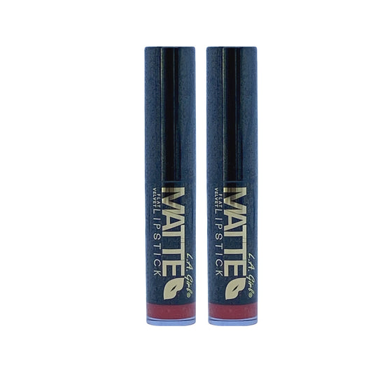 L.A Girl Matte Flat Velvet Lipstick Hot Stuff 0.10 Oz (2 Pack) - Beauty Gables 