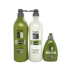 Salon iN Recamier +Pro Keratin Ultra Force Shampoo & Conditioner 33.8 Oz and Leave Conditioner 10.1 Oz Set - Beauty Gables 
