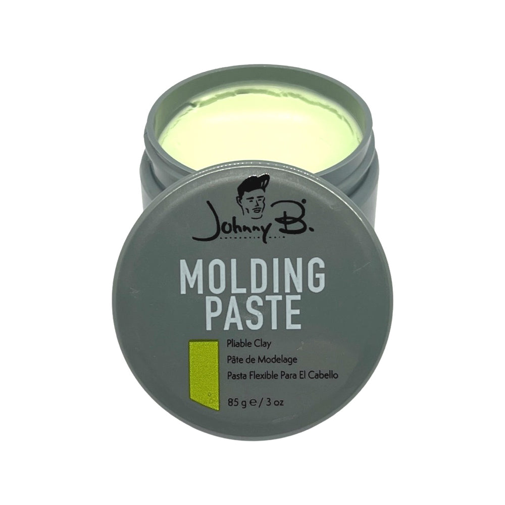 Johnny B Molding Paste pliable hair styling cream in 3 oz jar, smooth texture, suitable for flexible hair styling.
