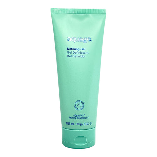 Aquage Defining Gel for Curly and Wavy Hair, 6 oz, in a clear container with a black lid, showcasing the gel's texture inside