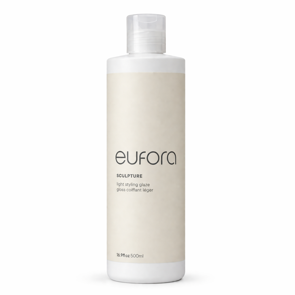 Eufora Style Sculpture Light Styling Glaze in a 16.9 oz bottle, lightweight hair styling gel with a smooth, glossy finish.