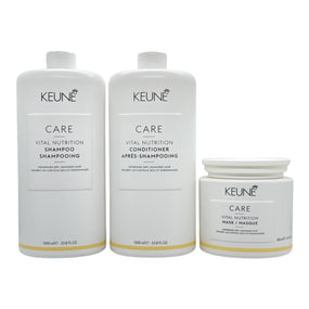 Keune Care Vital Nutrition Shampoo & Conditioner 33.8 Oz and Mask 16.9 Oz Kit