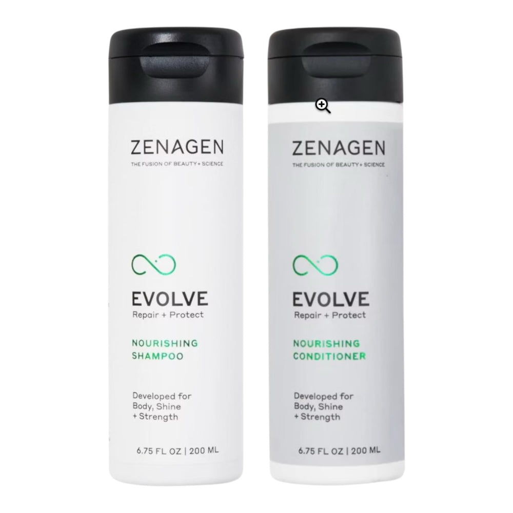 Zenagen Evolve Nourishing Shampoo & Conditioner Repair + Protect For Visible Damaged + Dull Hair 6.75 Oz Set