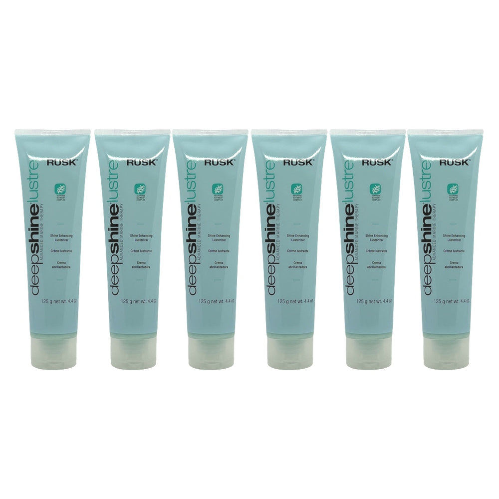 Rusk Deepshine Lustre Shine Enhancing Lusterizer hair styling cream in 4.4 oz bottles, pack of 6, with smooth, shiny hair finish